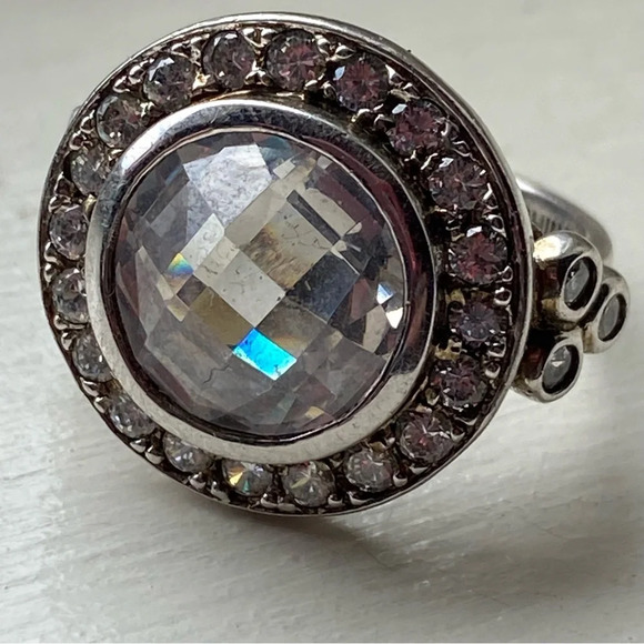 CZ Sterling Silver Antique Georgian Style Ring sz 6 - Picture 6 of 11